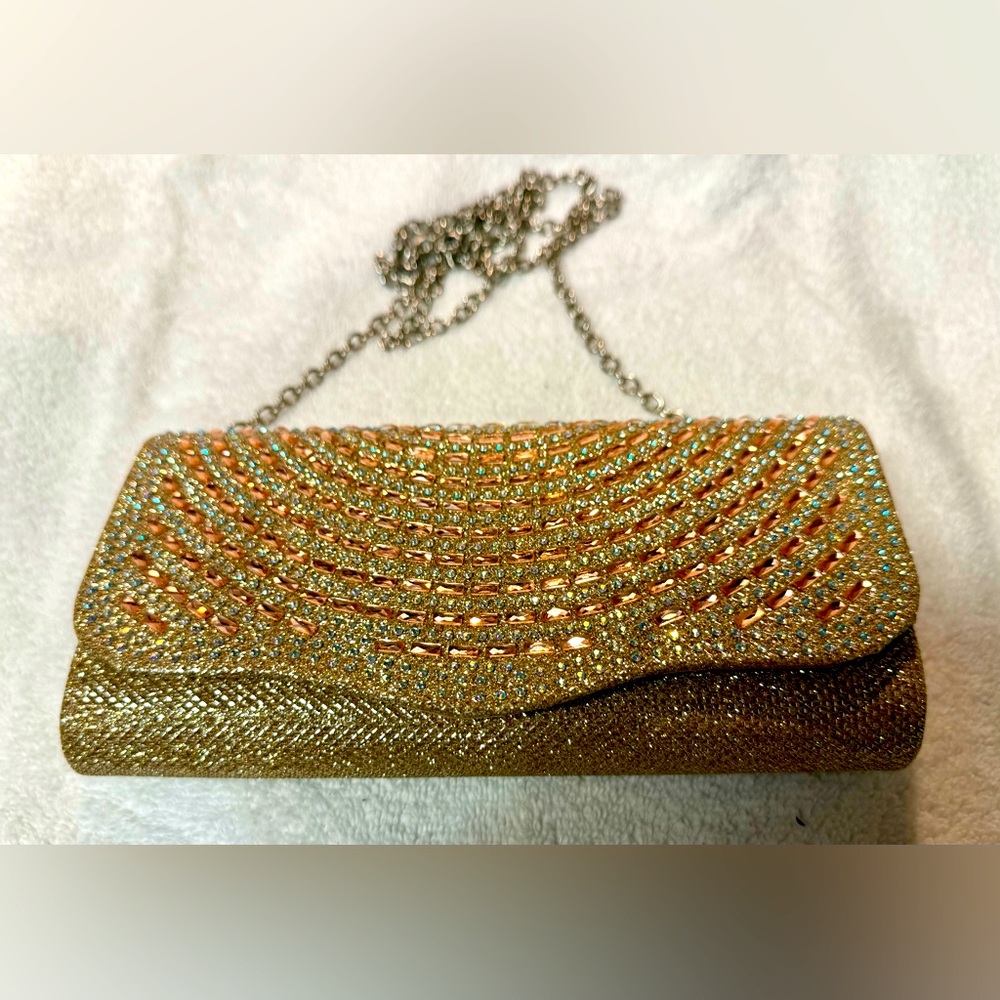 Elegant Gold Evening Clutch | crossbody bag